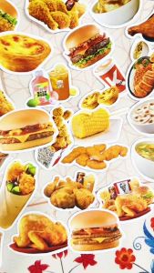 60pcs KFC Stickers Food Waterproof luggage scrapbook laptop phone notebook gift wrapping Sticker