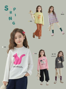 Spring New Arrival Kids T-shirt Loose Casual Cartoon Pattern Baby Girls Top Cotton Fabric Versatile Spring Summer Wear