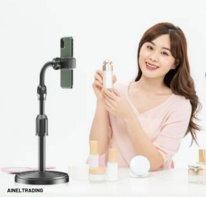 Best Seller Round Base CELLPHONE STAND | 360 Adjustable Desktop Cell Phone Stand | Stabilize Stand Holder for Mobile Phone | Hands-Free Support | Vlog | Tik Tok | Selfie | Online School | Live Broadcast | Heavy Duty | Portable Mobile Phone Stand Holder