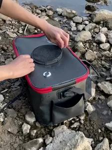 EVA for Live Fish Bucket with Side Pockets Zipper Collapsible Outdoor Water Tank Breathable Net Top Cover Fish Protection Bucket