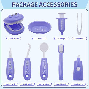 Childrens Toy Dentist Simulation Set Oral Care Teaching Toy Kindergarten Props 9-Piece Set Two Color Optional for Men and Women