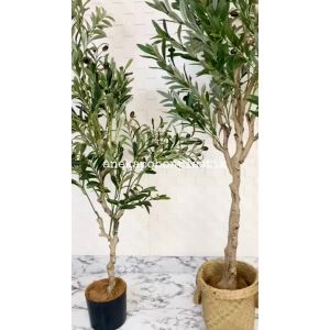Pohon Artificial Tanaman Hias Zaitun Olive X3 T140 & T180 Latex Cover Anyaman Purun Handle Dekorasi Ruangan