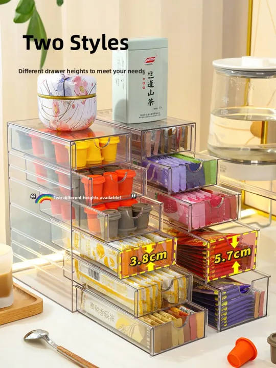 Acrylic Tea Bag Storage Box Coffee Milk Tea Classification Organizer ...