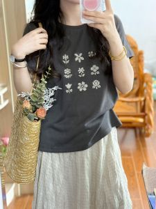 YUEZHONGWEI | Youthful Pure and Relaxing Style Gray Top High-Waisted Long Skirt Set