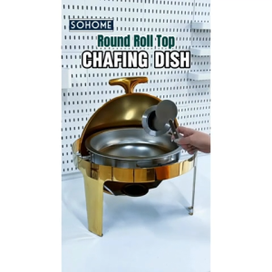 SOHOME Top Quality Round Roll Top Chafing Dish Buffet Set | 304 Stainless Steel Chafer and Buffet Warmer | For Restaurant & Catering