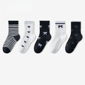 Cute Girl Cotton Mid Calf Socks for Dress Matching