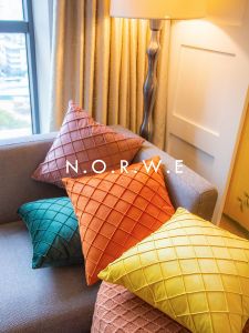 Nordic Pure Color Light Luxury Velvet Pillow Living Room Sofa Bed Headrest Backrest Homestay Pillow Cover Swan Velvet Pillow Waist Pillow