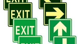 Exit Signs Glow in the Dark Exit Decals 8 Pcs (Cm 15x15) Emergency Exit Sign Sticker with Directional Arrow of Exit Light