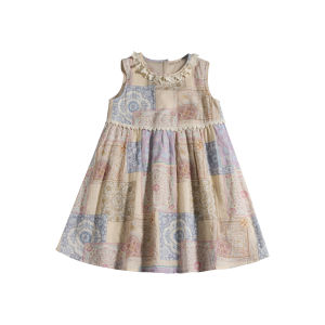 toz mama | Lace Trim Cotton Sleeveless Dress for Girls
