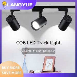 LANGYUE (3 bóng đèn + 2 thanh ray 05M + 1 đầu nối) Bộ đèn led theo dõi đầy đủ Đèn trần 12W 20W 30W 40W Đèn theo dõi COB Đèn đường ray Đèn chiếu sáng Đèn chiếu sáng Đèn LED cho phòng gia đình Cửa hàng Cửa hàng