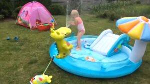 UMI INTEX 57165 Swim Play Pool Alligator Slide Center Inflatable Child Kids Children Spray Swimming Kolam Mandi Mainan Pool