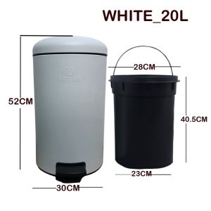 Zeekea Housekeeping Cleaning Metal Foot Pedal Type Trash Can Silent Close Lid Waste Basket Garbage Bin with Inner Bucket