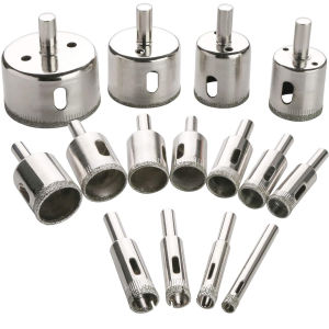 Efficient 15 Piece Glass Drill Bit Set for Ceramic and Glass Materials Diamond Coated for Home Renovation and Crafting