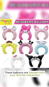 Cute Kuromi Mini Headband Balloon Children Birthday Party Decor Sanrio My Melody Cinnamoroll Hello Kitty Pompompurin 30cm Character Cartoon Inflatable Toys Party Supply Decorations
