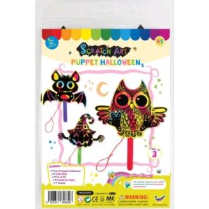 (Pack of 3) DIY Scratch Art Halloween Puppet Kit