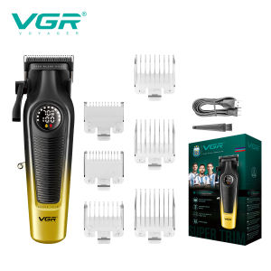 VGR | Professional Hair Clipper DLC Blade Cordless LED Display Hair Cutting Machine Electric Haircut Clipper for Men VGR V-196