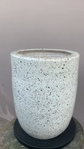 POT BUNGA TANAMAN GERABAH TANAH LIAT KAPSUL TINGGI SPRINKLE PUTIH D22 T30 - KAPSUL SPRINKLE PUTIH