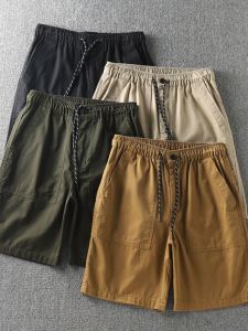 NIAOXI Outdoor Casual Loose Straight Leg Five-Quarter Pants Elastic Waist Shorts with Big Pockets Youth Fashion Summer Wear