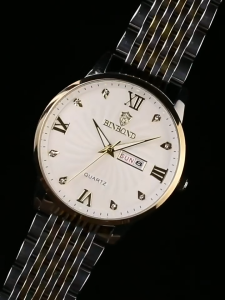 FREE BOX Jam Tangan Pria  Stainless Steel Tahan Air Jam Tangan Quartz Movement Terbaru Dengan Kalender Premium Quality