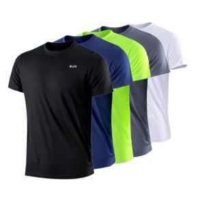 Plus Size Men Sport T-Shirt Ice Silk Loose Quick-Drying Fitness Half Sleeve Top Casual Cool Breathable Short Sleeve Solid Color