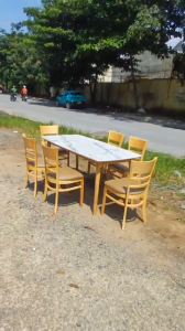 BỘ BÀN ĂN 6 GHẾ GỔ CAO SU.