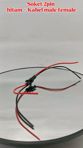 Soket 2pin hitam - kabel female male 2 pcs