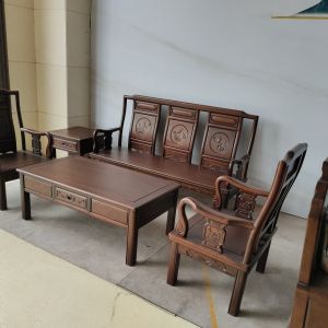 Redwood Pine Wood Sofa Pure Solid Wood Living Room Traditional Chinese Style U-Shape Sofa Hardwood Carving No Storage Space