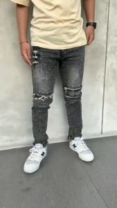 Celana Jeans Pria Panjang Slimfit Sobek Lutut Robek Ripped Dengkul Manrock Destroy Premium