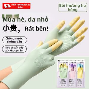 Găng Tay Rửa Chén Latex Mỏng Nhẹ Dài Đèn Hè Mùa Hè Chống Nước Chống Dầu Chống Trượt Bền