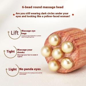 1/2pc Handheld Brass Lotus Eye Massage Stick Raw Wood Beauty Eye Relaxation Spot Meridians Acupoint Massage Facial Gua Sha Tools