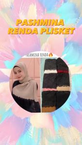 Hijab PASHMINA FULL PLISKET MOTIF RENDA / Kerudung Pashmina Plisket Renda Butik - Almahira Shop