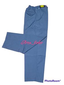 Celana Sekolah Panjang Pinggang Karet Abu-abu | Bahan Katun Saku Depan Resleting Belakang Warna Abu-abu Cocok untuk Sekolah.