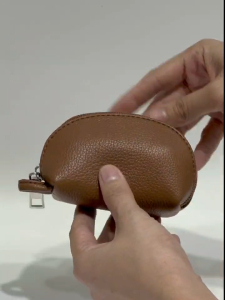 Womens Mini Coin Holder Pebbled Leather Coin Purses & Pouches