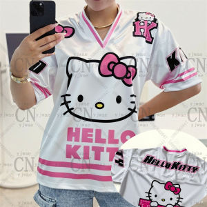 Hellokitty Cartoon Graphic Printed T-Shirt Cute&Fashionable Football Sportswear Loose Casual Vacation Tee WomenS Casual T-Shirt