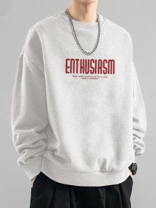 เสื้อฮู้ดคอกลมแขนยาวผ้าฝ้ายหนาสำหรับผู้ชาย ทรงหลวม ฤดูใบไม้ร่วง/ฤดูหนาว แฟชั่นลำลอง ปิดกั้นความร้อน ปกติ