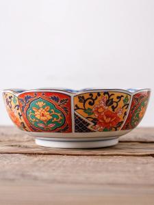 Ivy Home Ceramic Japanese Style Dining Utensils Soup Bowl Noodle Bowl Rice Bowl Household Palace Style Floral Pattern