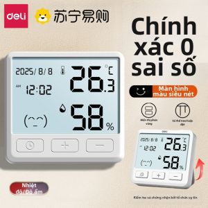 deli | Thiết Bị Đo Độ Ẩm Độ Chính Xác Cao Deli 2025 Mới Cho Phòng Trẻ Em Trong Nhà Màn Hình Siêu Nét 1730 Thiết Bị Đo Nhiệt Độ