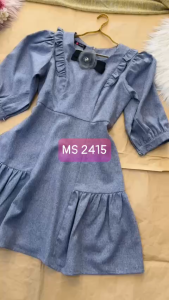 MyDu Shop | Đầm Dự Tiệc MS 2415 – Dáng Suông Tay Lỡ Đính Hoa Hồng Nữ Tính Chất Bố Thun Co Giãn