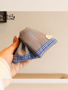 Chu Zhi Mo Korean Retro Color Block Denim Triangle Hair Claw High End Feeling Bun Shark Clip Hair Accessory Headwear