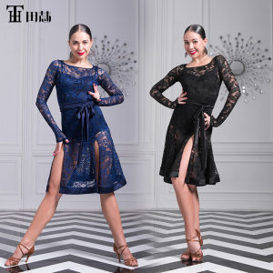Adult Womens Latin Dance Dress Slim Fit Lace Dress Competition Practice Uniform H4004 by Tian Hui Fitness Apparel