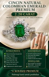 Natural Colombian emerald 2.2 carat with 18k gold and natural diamond ring