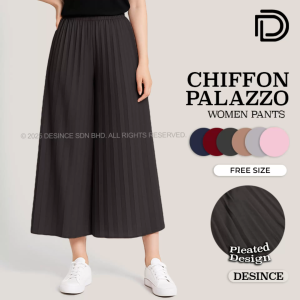 🇲🇾 DESINCE Women Chiffon Palazzo Pants Long Pant Trousers Loose Wide Cutting Seluar Palazzo Chiffon WP 002