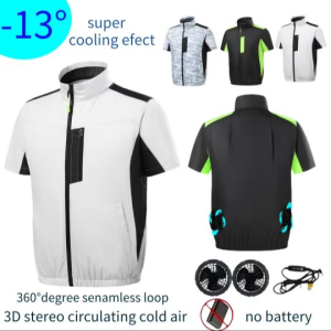 Summer Mens USB Cooling Breathable and Comfortable Outdoor Cooling Moisture Wicking Short Sleeves
