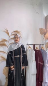 Safwa Abaya Muslim Ceruty Babydoll Mix Bordir Gamis Kondangan Terbaru Trendi Ukuran MLXL DAN XXL