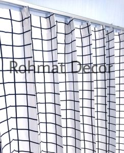 Gorden Plisket Kawat s/Gorden Katun Motif Kotak Kotak Aesthetic/Gorden Jendela Minimalis/Hordeng Pintu Kamar