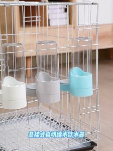 Pet Automatic Hanging Food Feeder Water Dispenser Drinking Dog Cat Cage Bowl Large Capacity