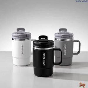 Pelise 18oz/550ml Stainless Steel Coffee Mug Cup With Handle Double Wall Vacuum Insulated Travel Mug Tumbler Insulated Camping Tea Flask For Hot & Cold Drinks