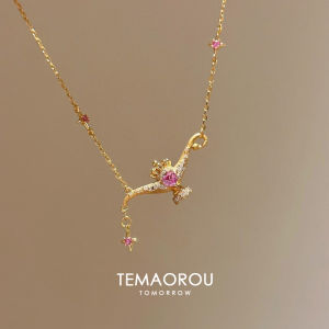 Sweet Heart Pendant Necklace Womens Fashion Jewelry Non-Fading Sand Gold Aladdins Lamp Design Alloy Embedded Artificial Gem