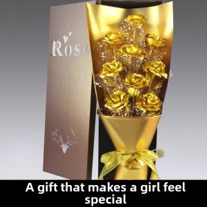WAMUJIER | Practical Valentines Gift Golden Foil Rose Bouquet