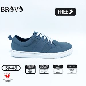 Brovo Distro Sepatu Sneakers Brand Lokal Casual Pria Wanita Abu-abu White